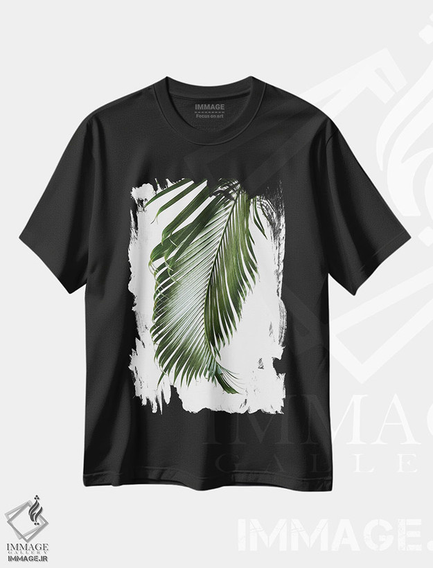 تیشرت طرح دار ظرافت برگ نخل دوم، تزئینی اثر هنر آنیتا و بلا | فروشگاه ایماژ