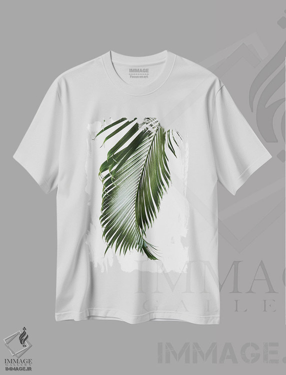 تیشرت طرح دار ظرافت برگ نخل دوم، تزئینی اثر هنر آنیتا و بلا | immage.ir