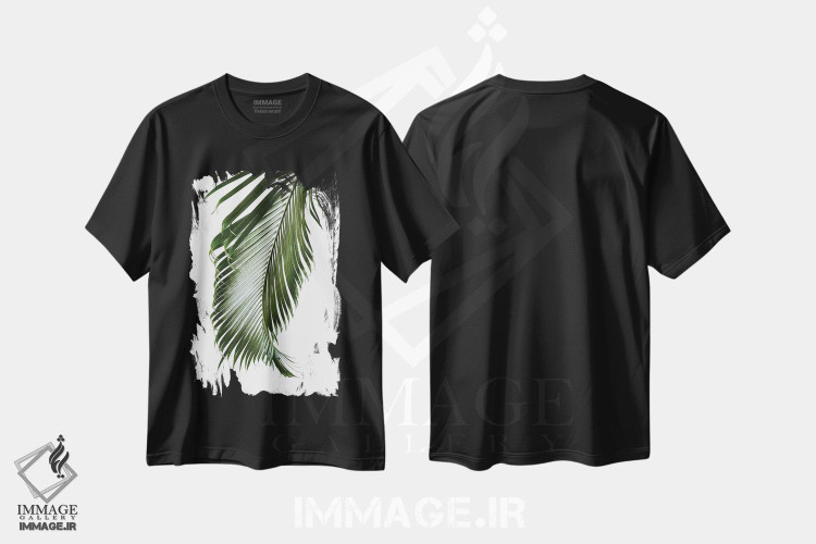 تیشرت طرح دار ظرافت برگ نخل دوم، تزئینی اثر هنر آنیتا و بلا | فروشگاه ایماژ