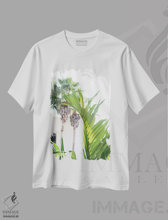 تیشرت طرح دار درختان برگ نخل، تزئینی اثر هنر آنیتا و بلا | فروشگاه ایماژ