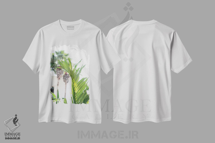 تیشرت طرح دار درختان برگ نخل، تزئینی اثر هنر آنیتا و بلا | فروشگاه ایماژ
