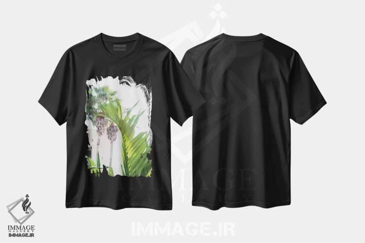 تیشرت طرح دار درختان برگ نخل، تزئینی اثر هنر آنیتا و بلا | immage.ir