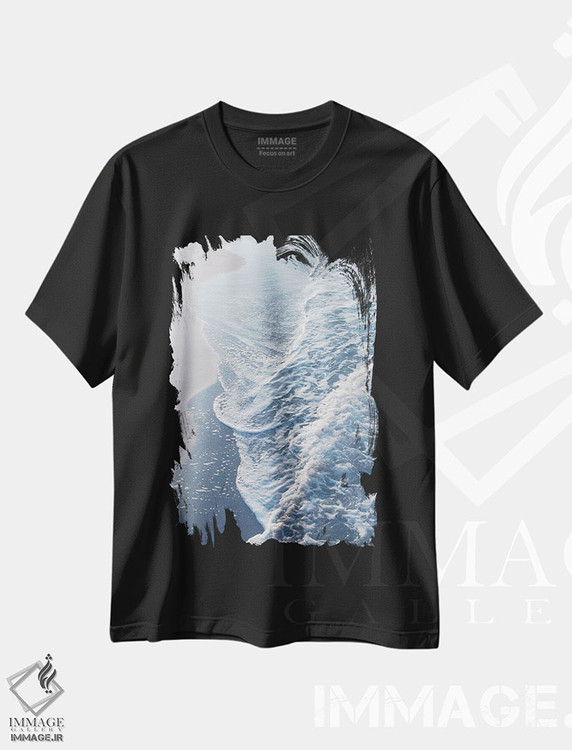 تیشرت طرح دار امواج رؤیایی اقیانوس آبی، سواحل از نمای بالا اثر هنر آنیتا و بلا | immage.ir