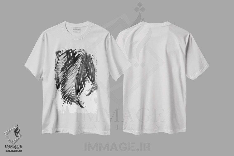 تیشرت طرح دار ظرافت برگ نخل دوم، هنر تزئینی سیاه و سفید اثر هنر آنیتا و بلا | immage.ir