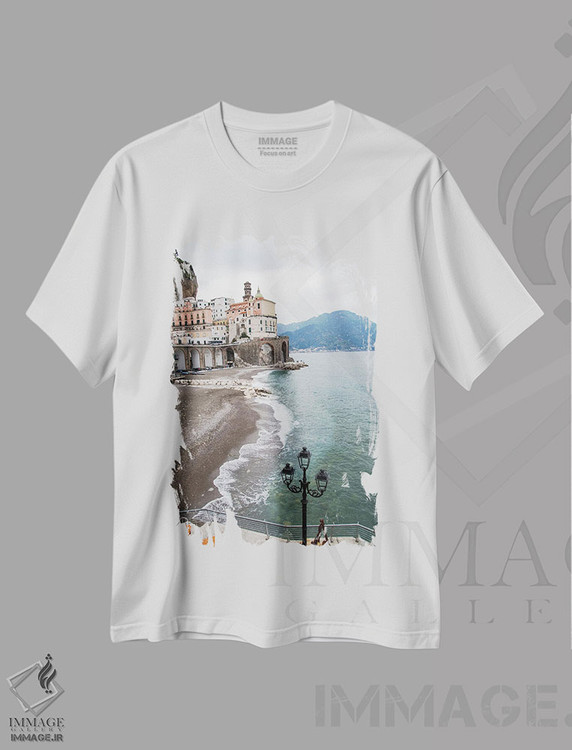تیشرت طرح دار رویای ساحل آترانی یک، مدیوم اثر هنر آنیتا و بلا | immage.ir