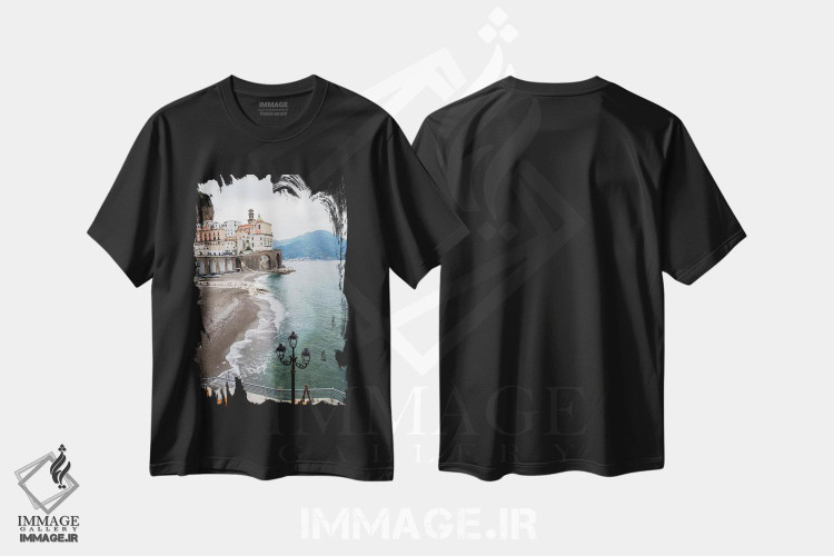 تیشرت طرح دار رویای ساحل آترانی یک، مدیوم اثر هنر آنیتا و بلا | فروشگاه ایماژ