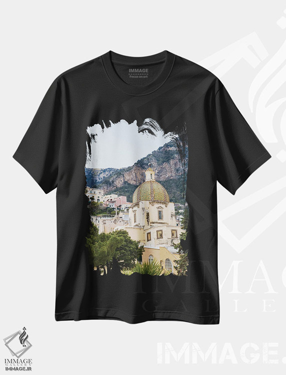 تیشرت طرح دار زیبایی گنبد پوزیتانو دو، مدیوم اثر هنر آنیتا و بلا | فروشگاه ایماژ