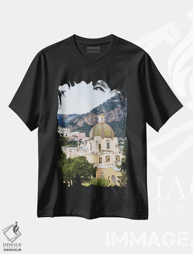تیشرت طرح دار زیبایی گنبد پوزیتانو دو، مدیوم اثر هنر آنیتا و بلا | فروشگاه ایماژ