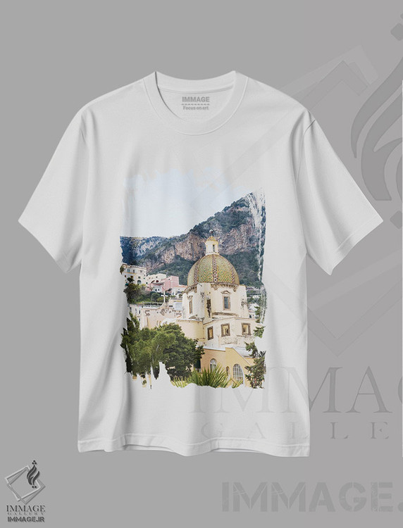 تیشرت طرح دار زیبایی گنبد پوزیتانو دو، مدیوم اثر هنر آنیتا و بلا | immage.ir