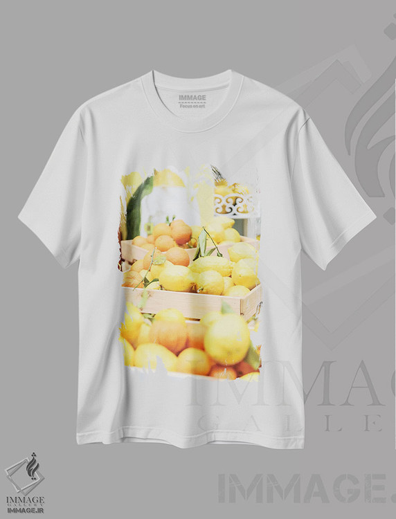 تیشرت طرح دار لیموها و پرتقال های آمالفی یک، مدیوم اثر هنر آنیتا و بلا | immage.ir