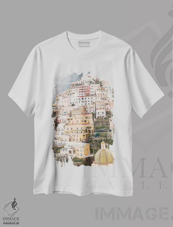 تیشرت طرح دار پوزیتانو زیبا پنج، مدیوم اثر هنر آنیتا و بلا | فروشگاه ایماژ