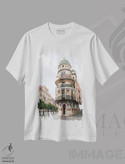 تیشرت طرح دار ساختمان لا آدریاتیکا در سویا یکم، مدیوم اثر هنر آنیتا و بلا | فروشگاه ایماژ