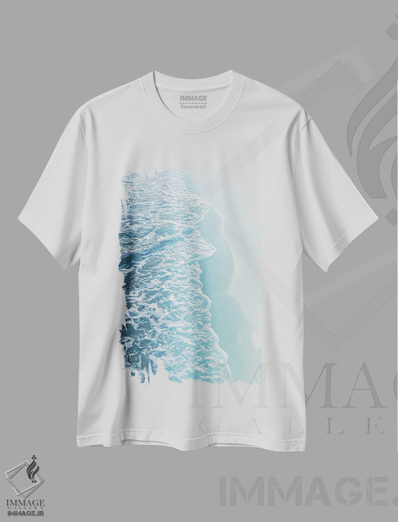 تیشرت طرح دار رویای آرام اقیانوس فیروزه ای چهارم، مدیوم اثر هنر آنیتا و بلا | فروشگاه ایماژ
