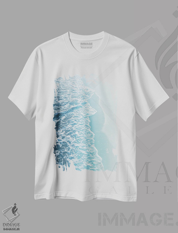 تیشرت طرح دار رویای آرام اقیانوس فیروزه ای چهارم، مدیوم اثر هنر آنیتا و بلا | فروشگاه ایماژ