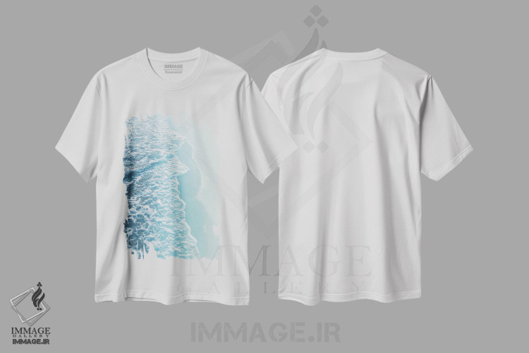 تیشرت طرح دار رویای آرام اقیانوس فیروزه ای چهارم، مدیوم اثر هنر آنیتا و بلا | فروشگاه ایماژ