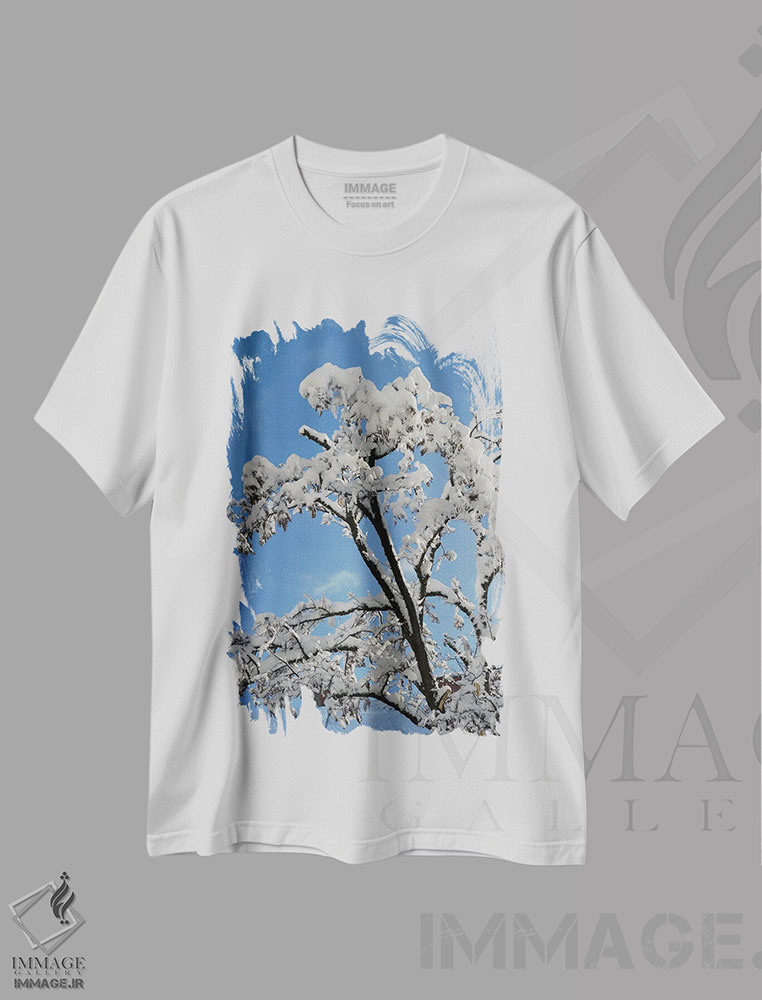 تیشرت طرح دار شاخه های برفی یکم، مدیوم اثر هنر آنیتا و بلا | فروشگاه ایماژ
