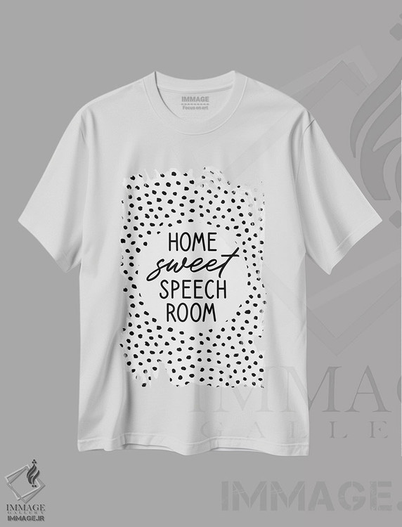 تیشرت طرح دار خانه؛ اتاق گفتار شیرین، هنر دیجیتال اثر آلیسا بانتا | فروشگاه ایماژ