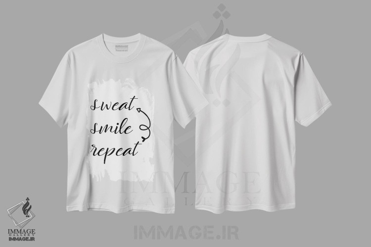 تیشرت طرح دار عرق بریز، لبخند بزن، تکرار کن، هنر دیجیتال اثر آلیسا بانتا | immage.ir