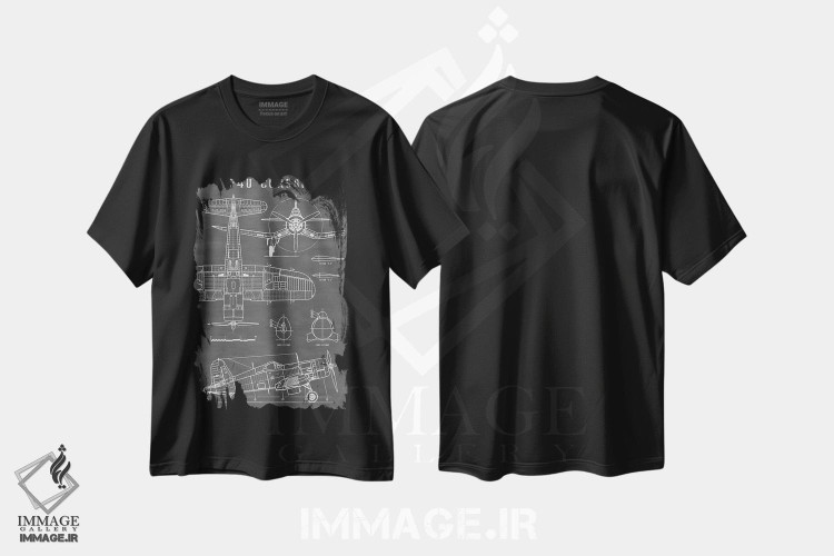تیشرت طرح دار هواپیمای کلاسیک ناوی F4U کورسیر، هنر دیجیتال اثر اکشن بلوپرینتس | immage.ir