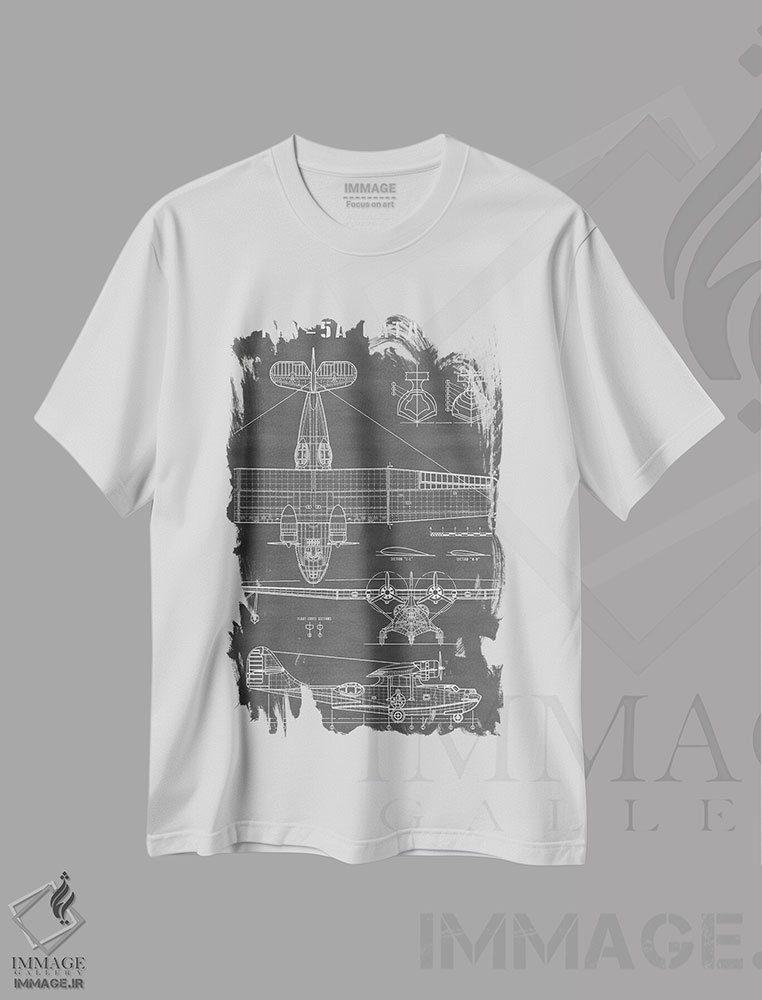 تیشرت طرح دار هواپیمای آب نشین کلاسیک، هنر دیجیتال اثر اکشن بلوپرینتس | immage.ir