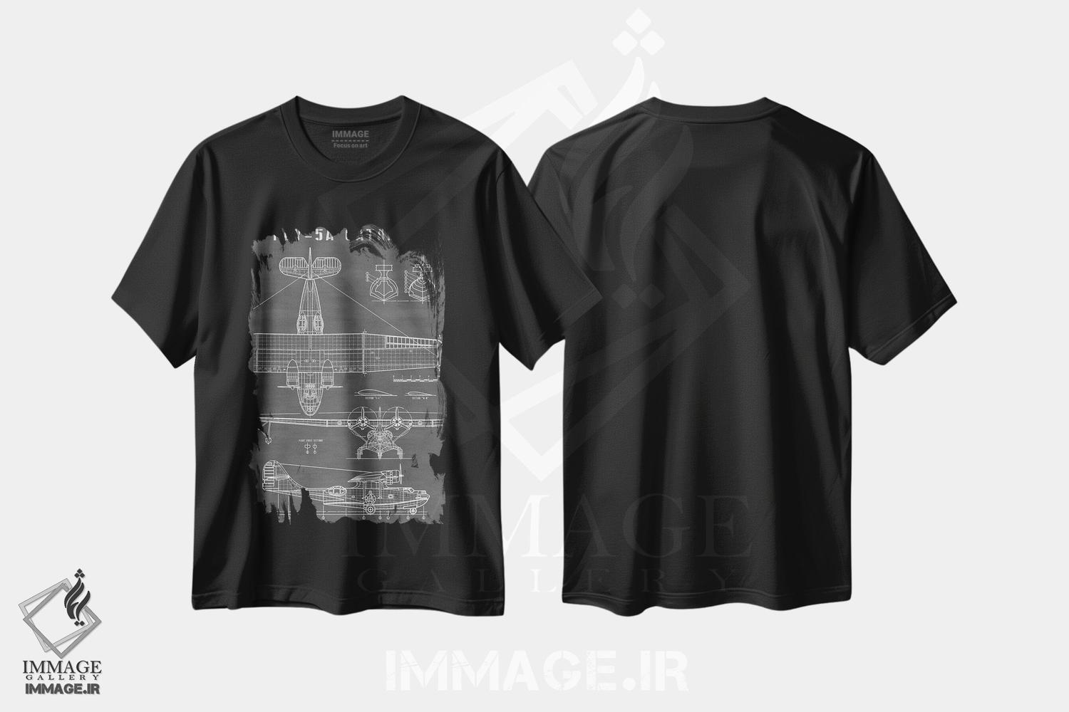تیشرت طرح دار هواپیمای آب نشین کلاسیک، هنر دیجیتال اثر اکشن بلوپرینتس | فروشگاه ایماژ