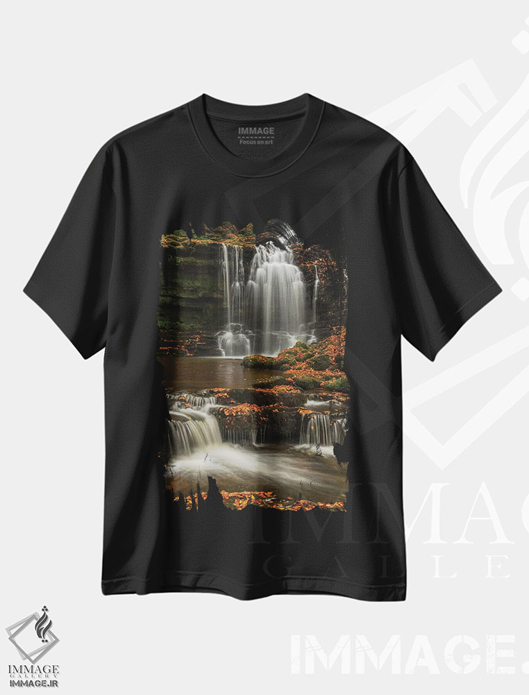 تیشرت طرح دار آبشار جنگلی، مدیوم اثر آدام برتون | فروشگاه ایماژ