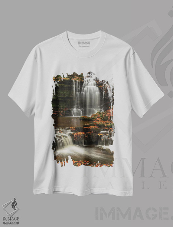 تیشرت طرح دار آبشار جنگلی، مدیوم اثر آدام برتون | immage.ir