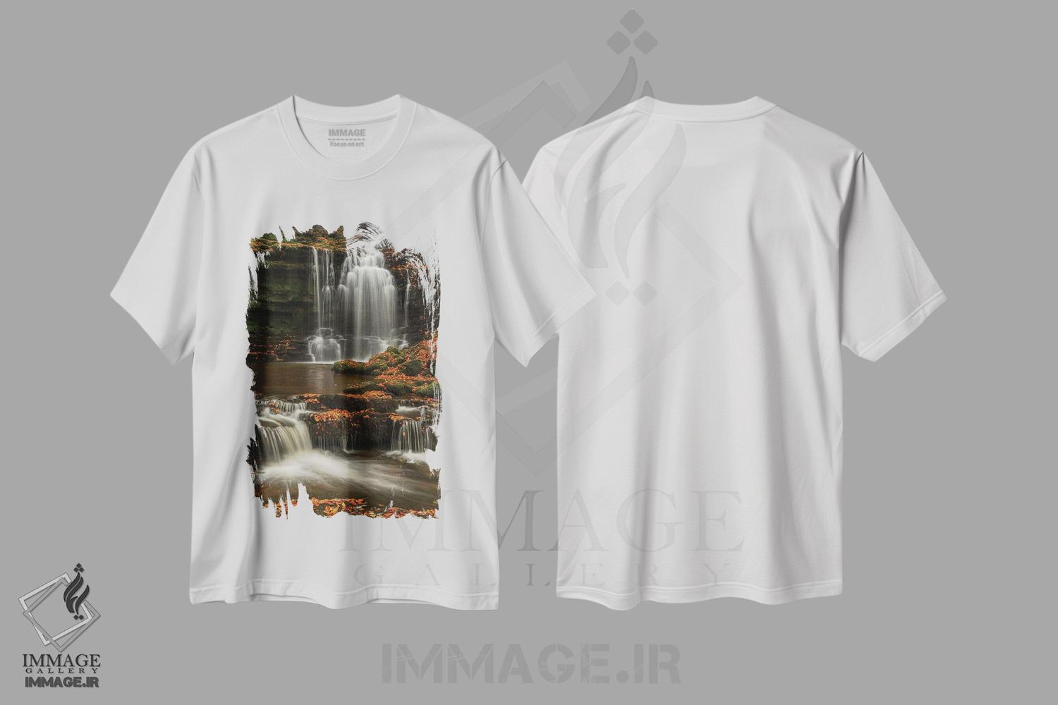 تیشرت طرح دار آبشار جنگلی، مدیوم اثر آدام برتون | immage.ir