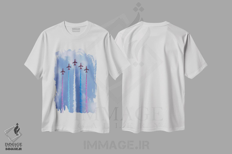 تیشرت طرح دار قرمز، سفید و آبی، مدیوم اثر آدام برتون | فروشگاه ایماژ