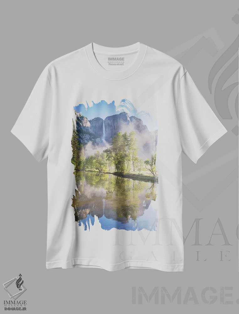 تیشرت طرح دار آبشارهای یوسمیتی، مدیوم اثر آدام برتون | immage.ir