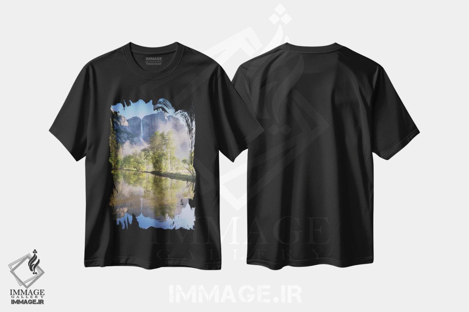تیشرت طرح دار آبشارهای یوسمیتی، مدیوم اثر آدام برتون | فروشگاه ایماژ