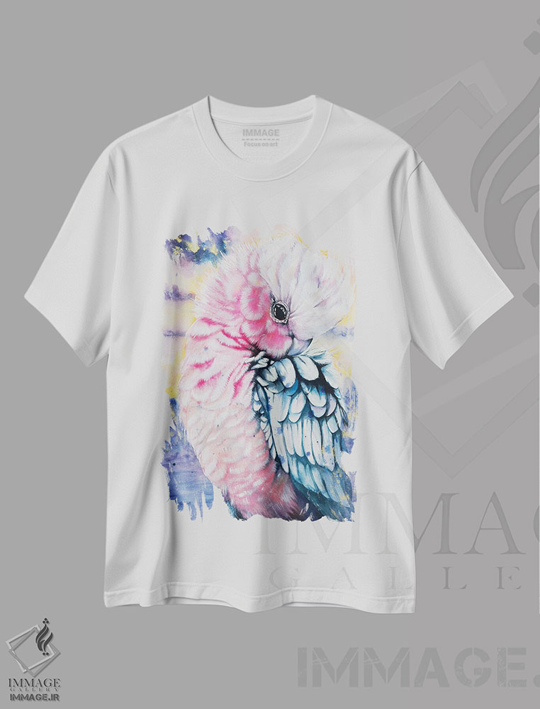 تیشرت طرح دار گالا صورتی آبرنگی، آبستره اثر آنتوانل | فروشگاه ایماژ
