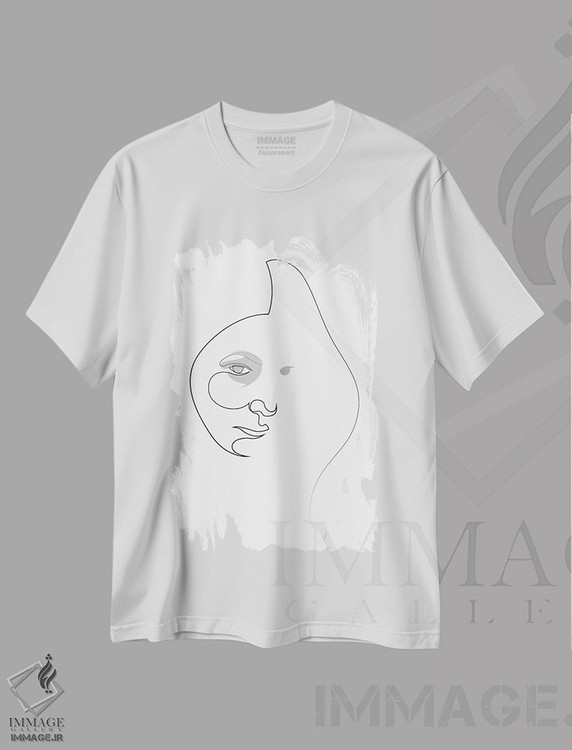 تیشرت طرح دار پرترهٔ یک خطی، هنر تزئینی سیاه و سفید اثر ادیلوم | immage.ir