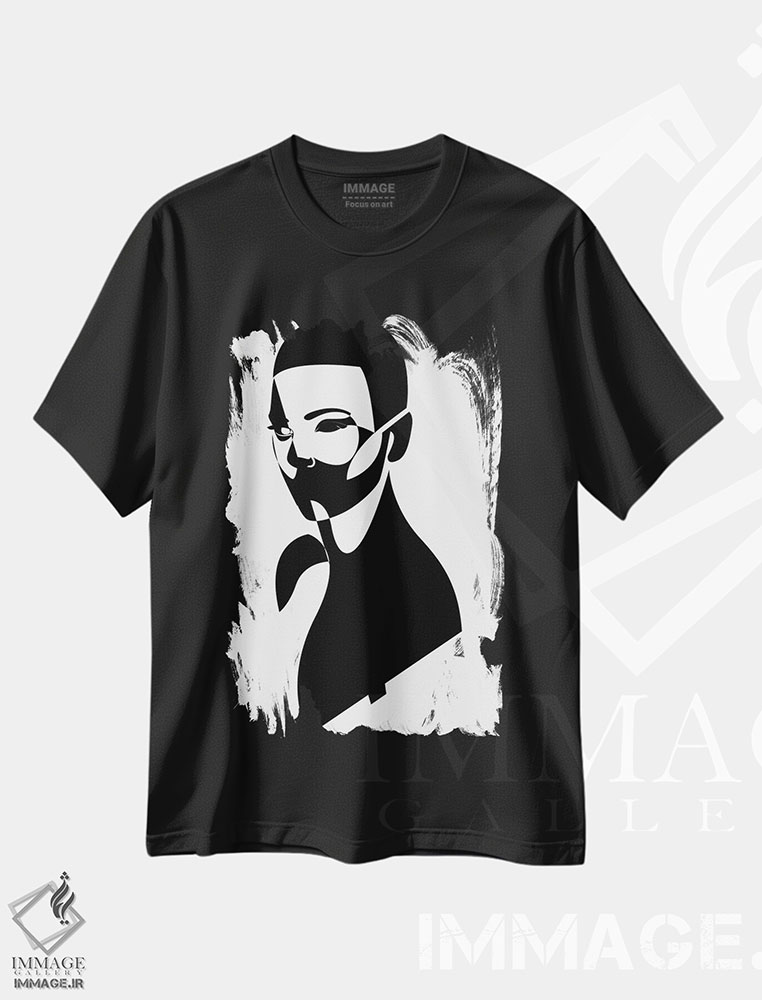 تیشرت طرح دار DT1، هنر تزئینی سیاه و سفید اثر ادیلوم | فروشگاه ایماژ