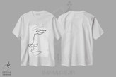 تیشرت طرح دار چهرهٔ خطی انتزاعی، هنر تزئینی سیاه و سفید اثر ادیلوم | فروشگاه ایماژ