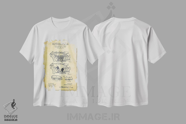 تیشرت طرح دار طرح پتنت موتورسیکلت فرانک آ. اتول، وینتیج و رترو اثر پیکسل کهنه | فروشگاه ایماژ