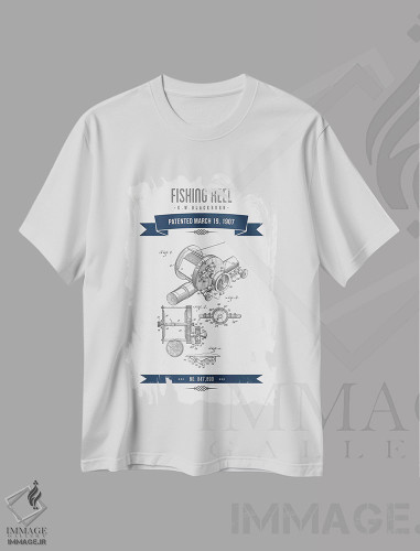 تیشرت طرح دار طرح پتنت قدیمی چرخ ماهیگیری جی.دابلیو. بلکبرن، وینتیج و رترو اثر پیکسل کهنه | فروشگاه ایماژ