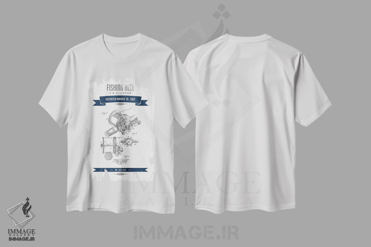 تیشرت طرح دار طرح پتنت قدیمی چرخ ماهیگیری جی.دابلیو. بلکبرن، وینتیج و رترو اثر پیکسل کهنه | فروشگاه ایماژ
