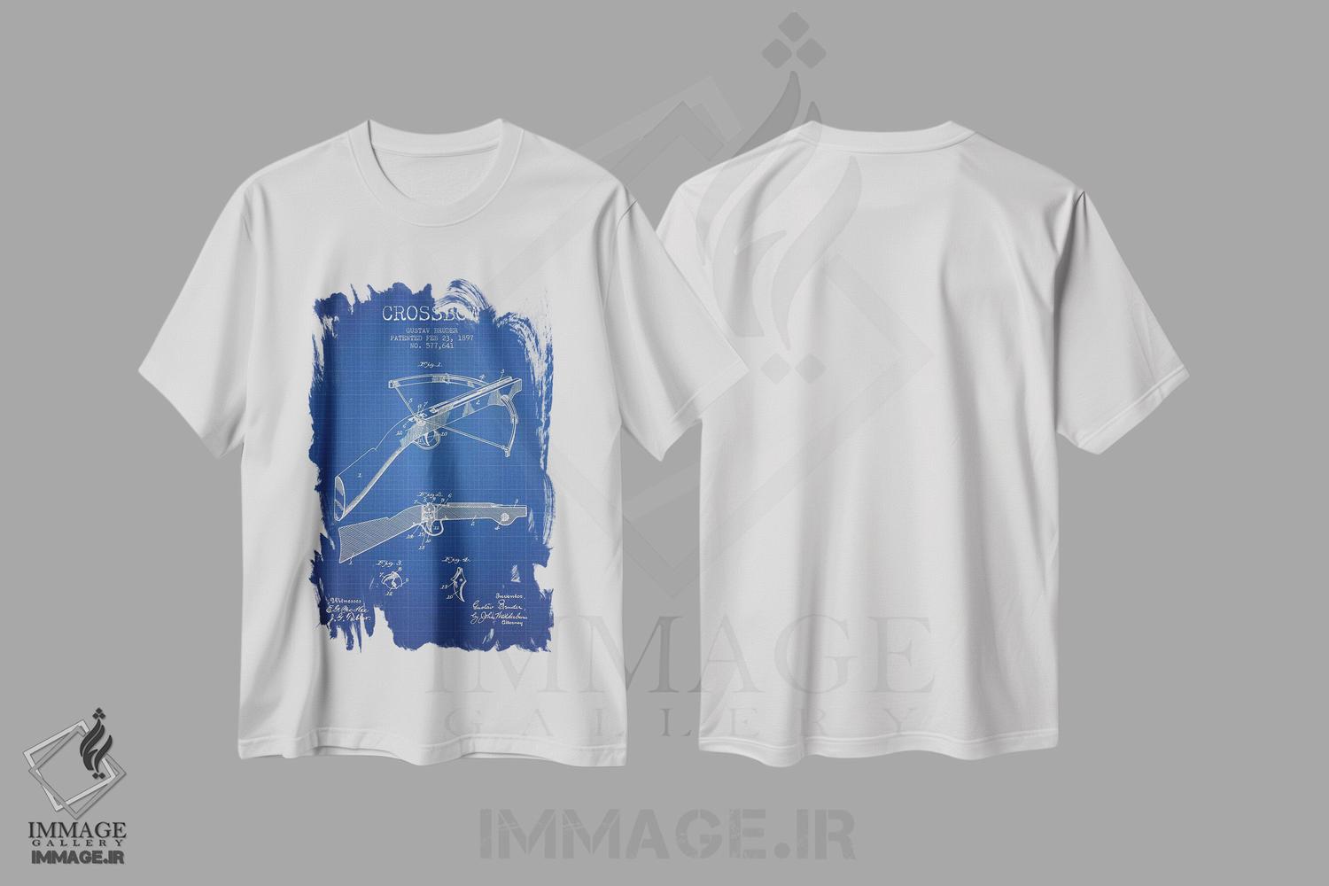 تیشرت طرح دار طرح اختراع کمان زنبورکی گوستاو برودر، وینتیج و رترو اثر پیکسل کهنه | immage.ir