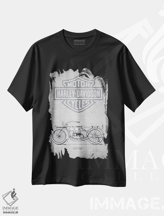 تیشرت طرح دار موتورسیکلت های هارلی-دیویدسون۱، وینتیج و رترو اثر پیکسل کهنه | immage.ir