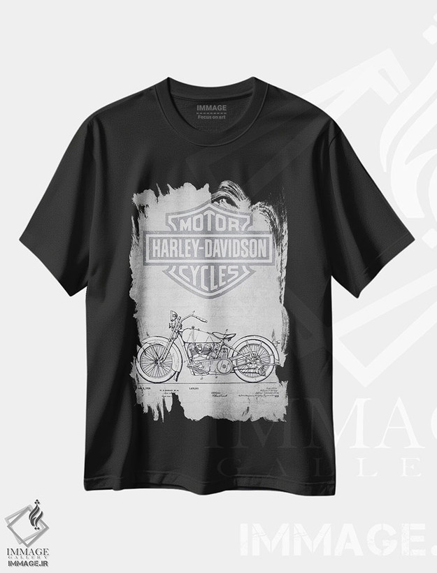 تیشرت طرح دار موتورسیکلت های هارلی-دیویدسون۲، وینتیج و رترو اثر پیکسل کهنه | فروشگاه ایماژ