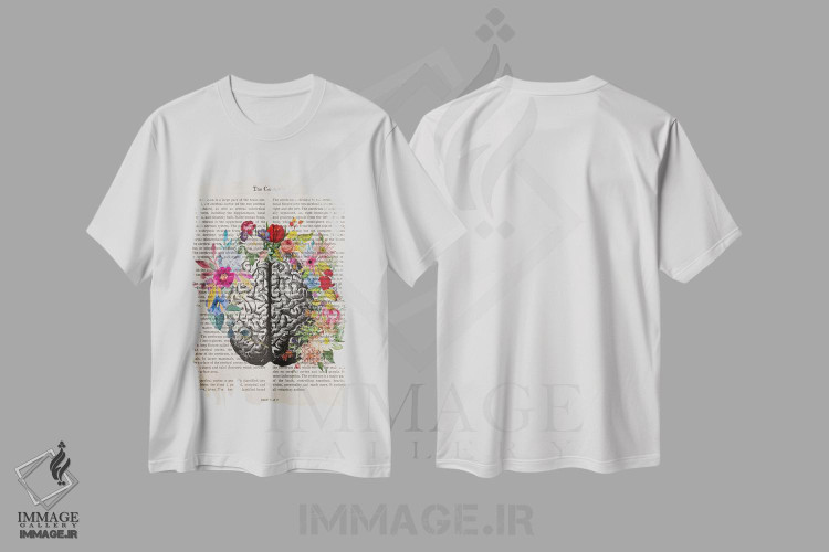 تیشرت طرح دار مخ، تزئینی اثر پیکسل کهنه | immage.ir