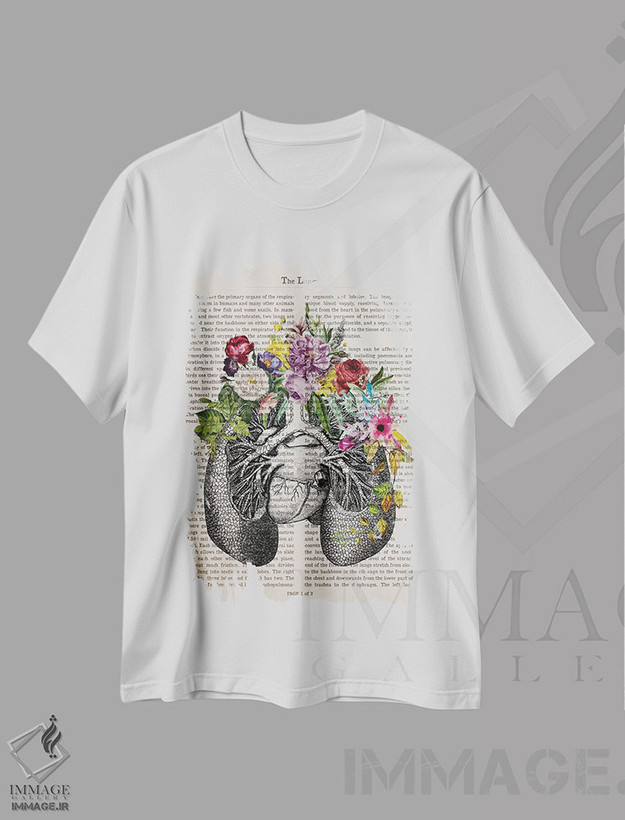 تیشرت طرح دار ریه ها، تزئینی اثر پیکسل کهنه | فروشگاه ایماژ