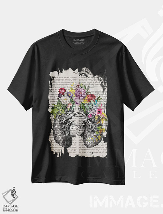 تیشرت طرح دار ریه ها، تزئینی اثر پیکسل کهنه | immage.ir