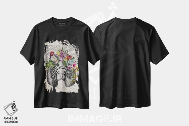 تیشرت طرح دار ریه ها، تزئینی اثر پیکسل کهنه | immage.ir