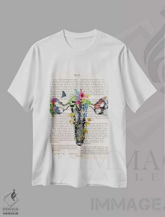 تیشرت طرح دار چاپ آناتومی رحم، هنر دیجیتال اثر پیکسل کهنه | فروشگاه ایماژ