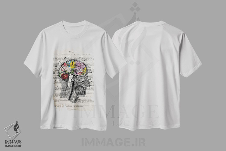 تیشرت طرح دار چاپ کلاژ مغز با گل، هنر دیجیتال اثر پیکسل کهنه | immage.ir