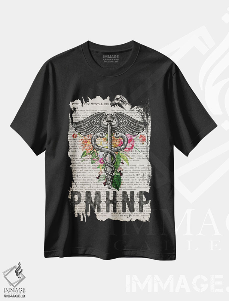 تیشرت طرح دار پرستار متخصص سلامت روانهمراه با گل ها، هنر دیجیتال اثر پیکسل کهنه | immage.ir