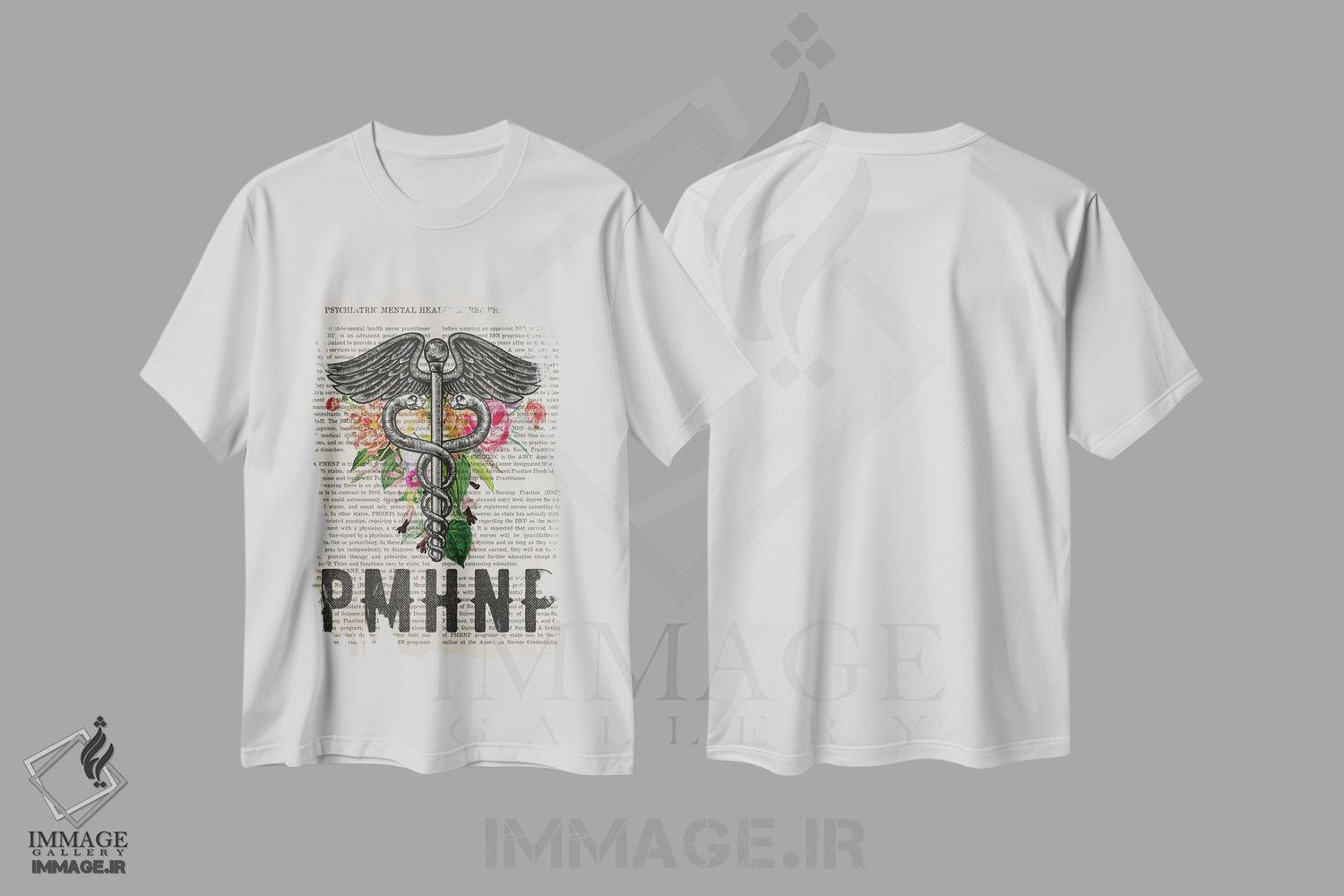 تیشرت طرح دار پرستار متخصص سلامت روانهمراه با گل ها، هنر دیجیتال اثر پیکسل کهنه | فروشگاه ایماژ