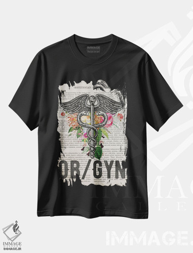 تیشرت طرح دار متخصص زنان زایمانبا گل ها، هنر دیجیتال اثر پیکسل کهنه | فروشگاه ایماژ